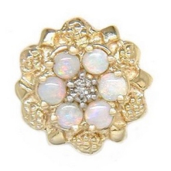 N318 14K 6 ROUND OPAL DIAMOND NUGGET SLIDE 